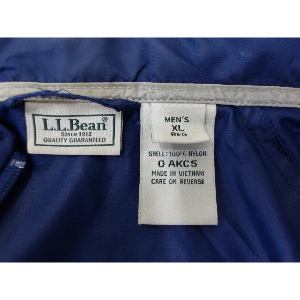 L.L.Bean Mens XL Navy Blue Nylon Lightweight‎ Windbreaker Jacket / #1051